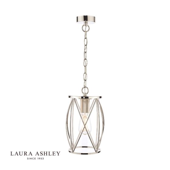 där lighting Laura Ashley Beckworth Lantern Polished Nickel Glass