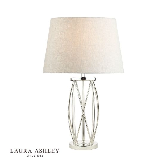 där lighting Laura Ashley Beckworth Small Table Lamp Polished Nickel Glass Base Only