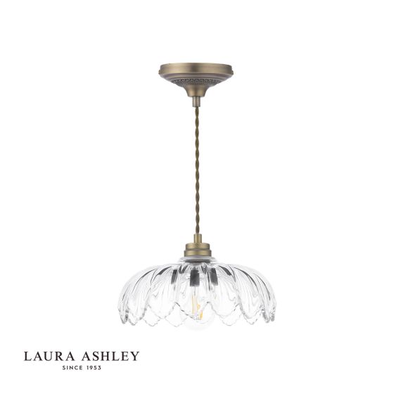 Där Lighting Laura Ashley Bexwell Pendant Matt Antique Brass And Glass