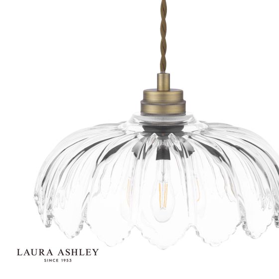 Där Lighting Laura Ashley Bexwell Pendant Matt Antique Brass And Glass