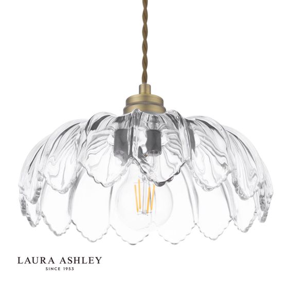 Där Lighting Laura Ashley Bexwell Pendant Matt Antique Brass And Glass