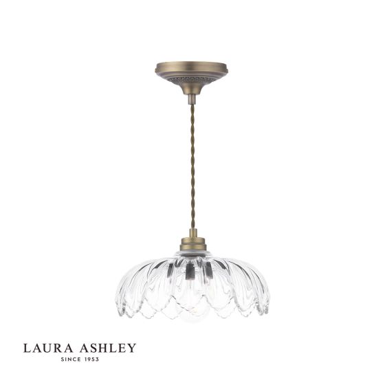 där lighting Laura Ashley Bexwell Pendant Matt Antique Brass and Glass