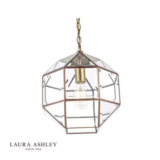 Där Lighting Laura Ashley Blackwell Pendant Antique Brass Glass