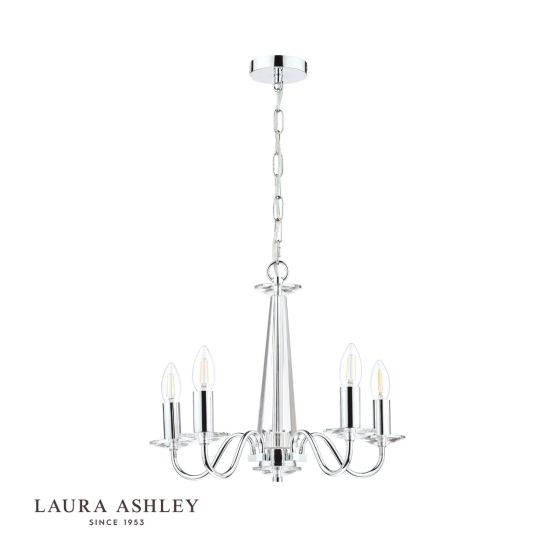 Där Lighting Laura Ashley Blake 5lt Chandelier Cut Glass & Polished Chrome