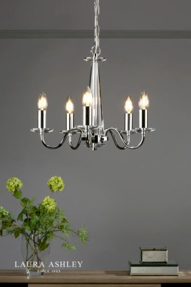 Där Lighting Laura Ashley Blake 5lt Chandelier Cut Glass & Polished Chrome