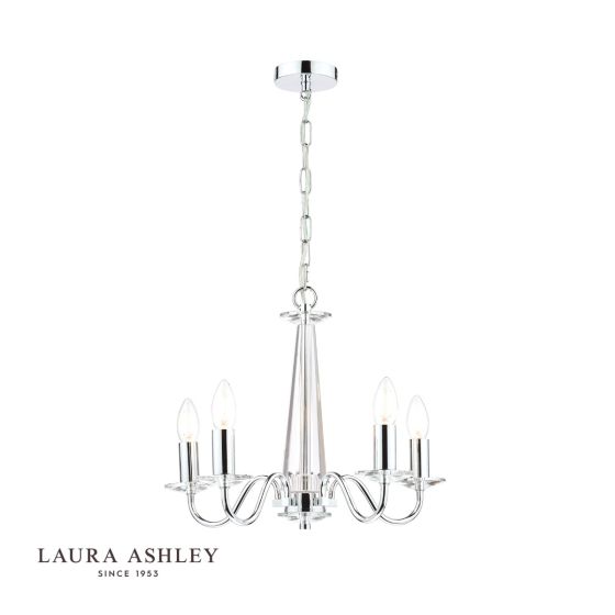 där lighting Laura Ashley Blake 5lt Chandelier Cut Glass & Polished Chrome