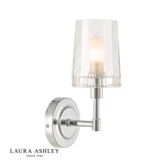 där lighting Laura Ashley Blake Bathroom Wall Light Crystal Polished Chrome IP44