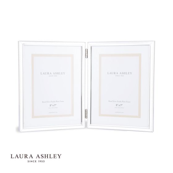 där lighting Laura Ashley Boxed Double Photo Frame Polished Silver 5x7 inch