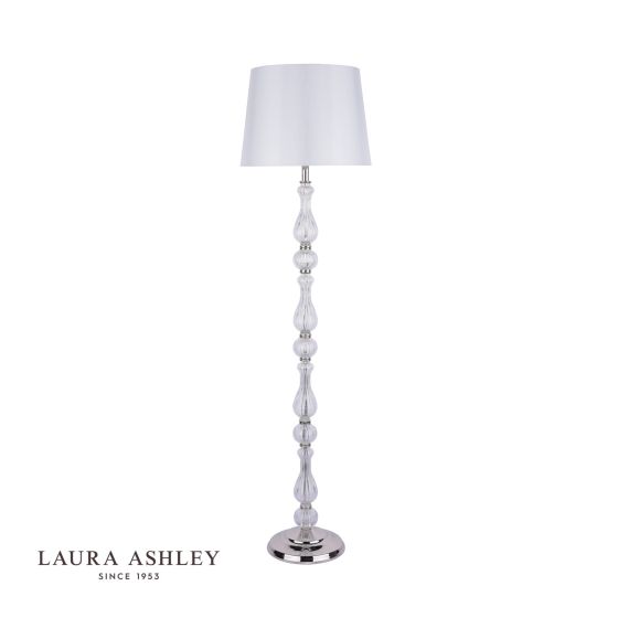 Där Lighting Laura Ashley Bradshaw Floor Lamp Polished Nickel & Ribbed Glass With Shade