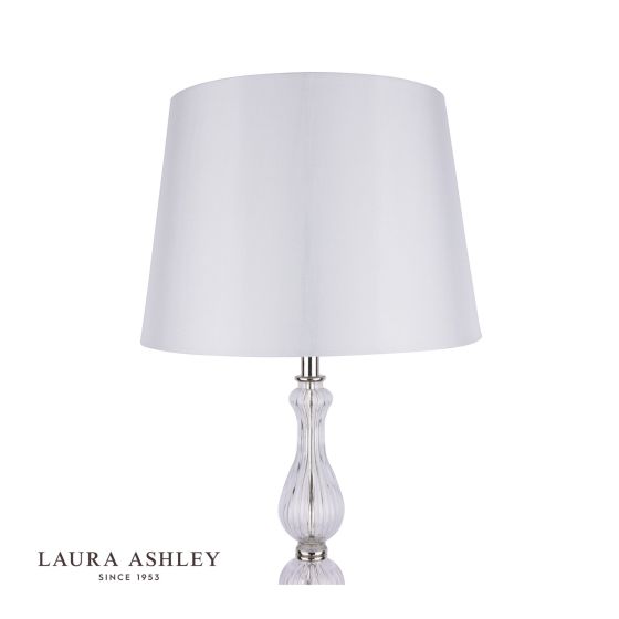 Där Lighting Laura Ashley Bradshaw Floor Lamp Polished Nickel & Ribbed Glass With Shade