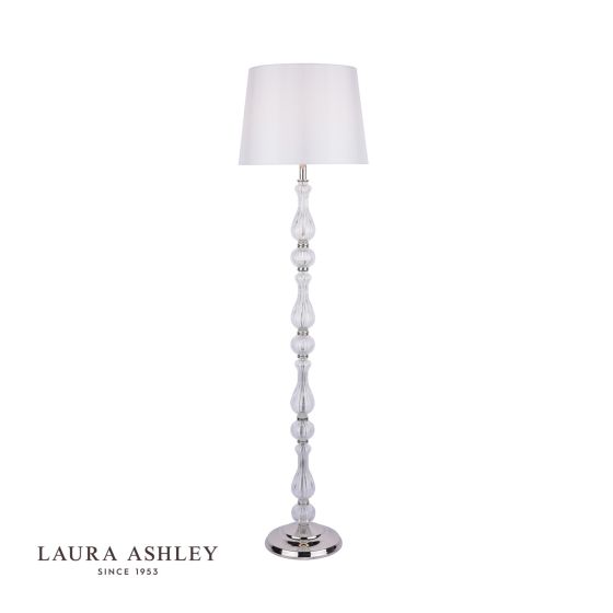 där lighting Laura Ashley Bradshaw Floor Lamp Polished Nickel & Ribbed Glass With Shade