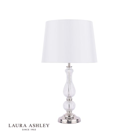Där Lighting Laura Ashley Bradshaw Table Lamp Polished Nickel & Ribbed Glass With Shade