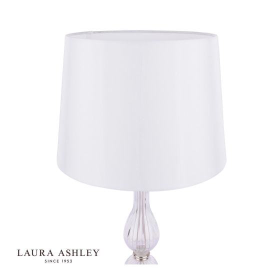 Där Lighting Laura Ashley Bradshaw Table Lamp Polished Nickel & Ribbed Glass With Shade