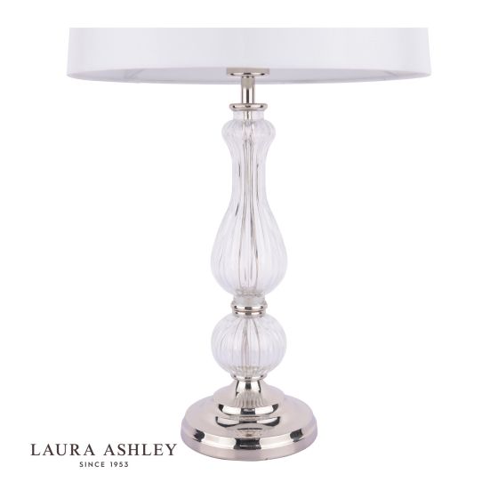 Där Lighting Laura Ashley Bradshaw Table Lamp Polished Nickel & Ribbed Glass With Shade