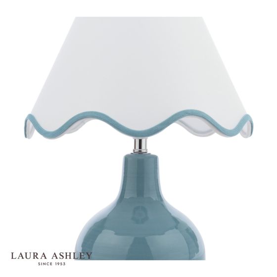 Där Lighting Laura Ashley Bramhope Table Lamp Blue Ceramic With Shade