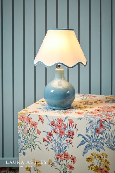 Där Lighting Laura Ashley Bramhope Table Lamp Blue Ceramic With Shade