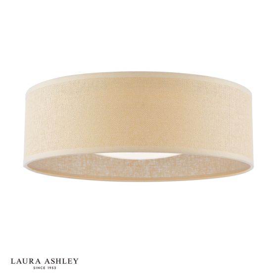 där lighting Laura Ashley Buckenham 2 Light Flush Rattan and White Frosted Acrylic