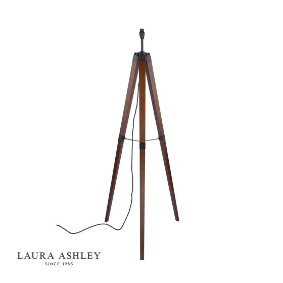 Där Lighting Laura Ashley Burdale Tripod Floor Lamp Dark Wood & Industrial Brass Base Only