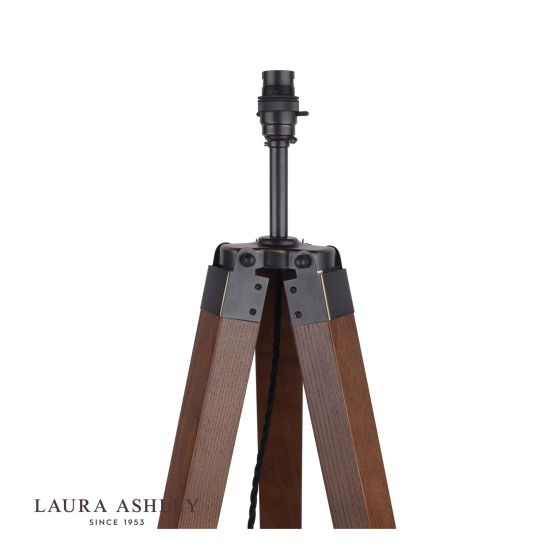 Där Lighting Laura Ashley Burdale Tripod Floor Lamp Dark Wood & Industrial Brass Base Only