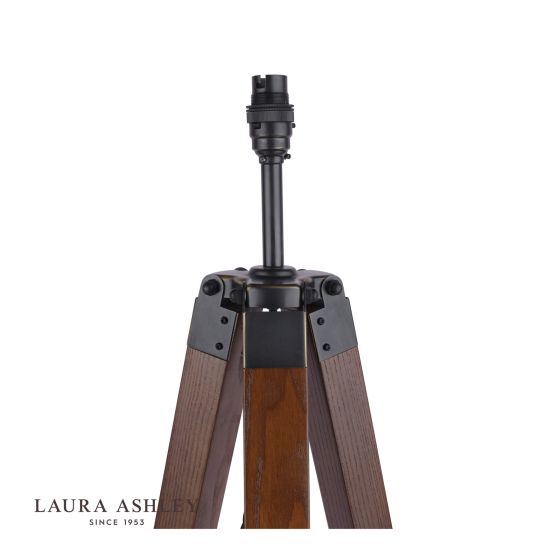 Där Lighting Laura Ashley Burdale Tripod Floor Lamp Dark Wood & Industrial Brass Base Only