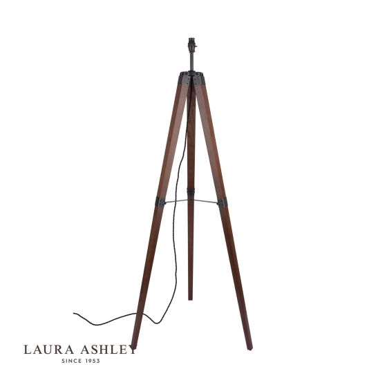 där lighting Laura Ashley Burdale Tripod Floor Lamp Dark Wood & Industrial Brass Base Only