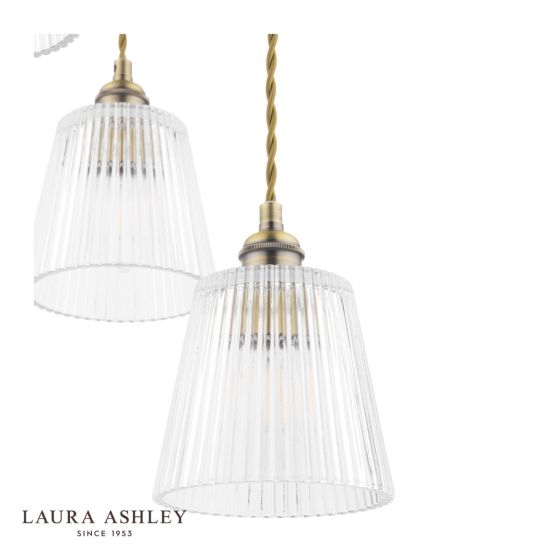 Där Lighting Laura Ashley Callaghan 3 Light Pendant Antique Brass And Glass