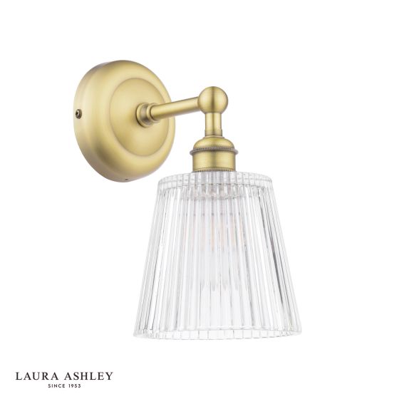 Där Lighting Laura Ashley Callaghan Bathroom Wall Light Matt Antique Brass And Ribbed Glass IP44