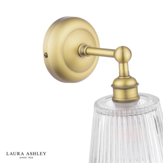 Där Lighting Laura Ashley Callaghan Bathroom Wall Light Matt Antique Brass And Ribbed Glass IP44