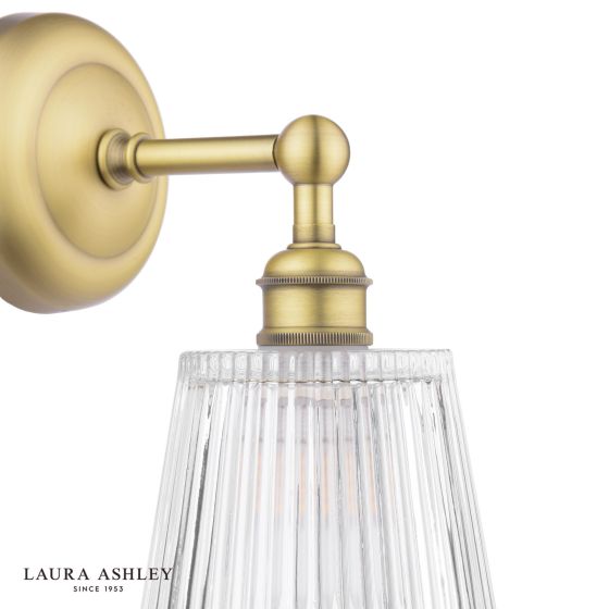 Där Lighting Laura Ashley Callaghan Bathroom Wall Light Matt Antique Brass And Ribbed Glass IP44