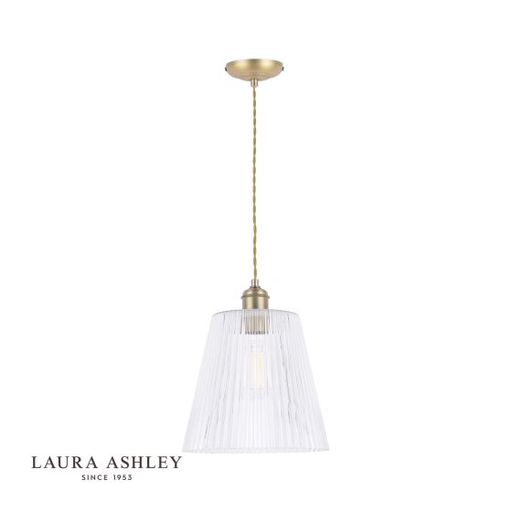 Där Lighting Laura Ashley Callaghan Grand Pendant Antique Brass & Ribbed Glass