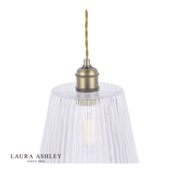 Där Lighting Laura Ashley Callaghan Grand Pendant Antique Brass & Ribbed Glass
