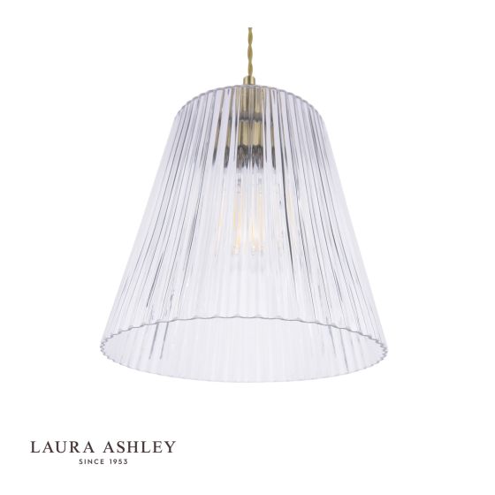 Där Lighting Laura Ashley Callaghan Grand Pendant Antique Brass & Ribbed Glass