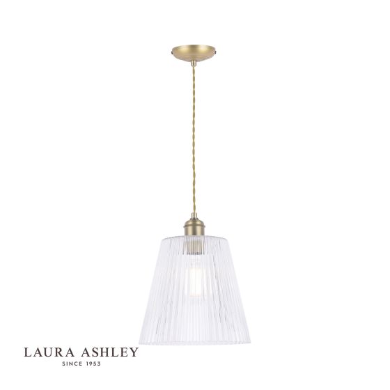 där lighting Laura Ashley Callaghan Grand Pendant Antique Brass & Ribbed Glass