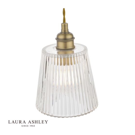 Där Lighting Laura Ashley Callaghan Pendant Antique Brass Ribbed Glass