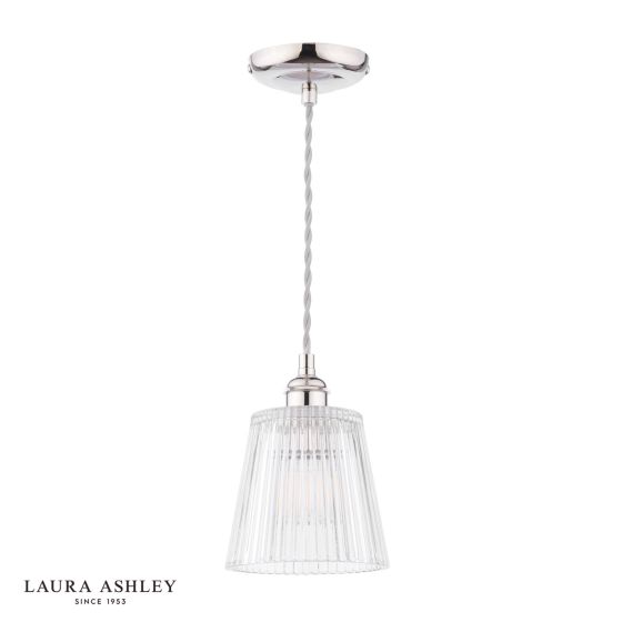 Där Lighting Laura Ashley Callaghan Pendant Polished Nickel And Ribbed Glass