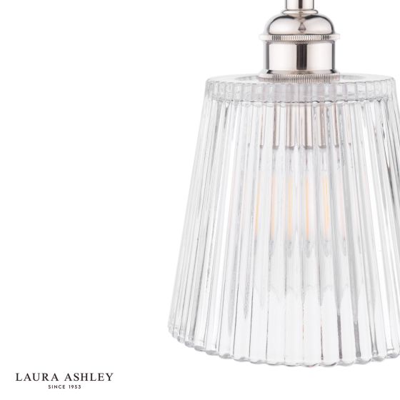 Där Lighting Laura Ashley Callaghan Pendant Polished Nickel And Ribbed Glass