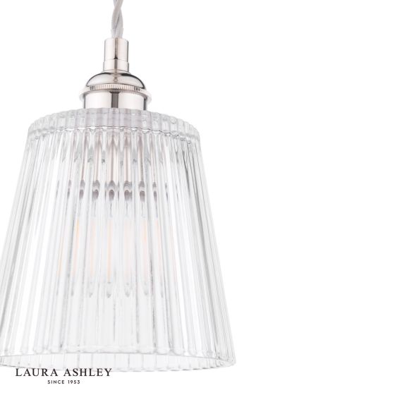 Där Lighting Laura Ashley Callaghan Pendant Polished Nickel And Ribbed Glass