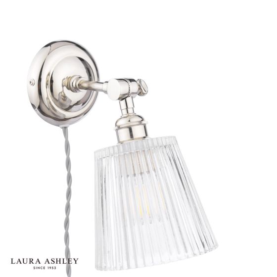 Där Lighting Laura Ashley Callaghan Plugged Wall Light Polished Nickel And Ribbed Glass