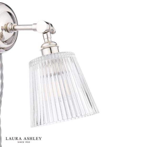 Där Lighting Laura Ashley Callaghan Plugged Wall Light Polished Nickel And Ribbed Glass