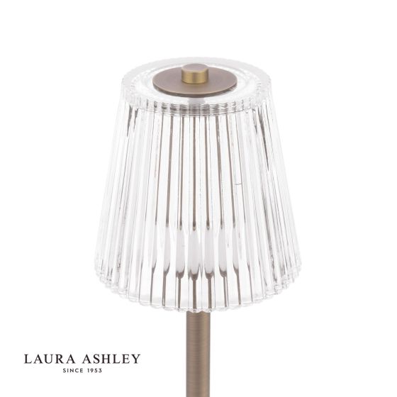 Där Lighting Laura Ashley Callaghan Table Lamp Matt Antique Brass And Ribbed Glass LED