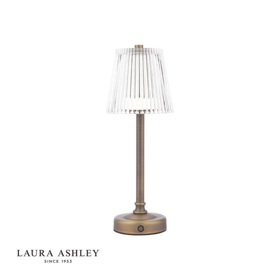 där lighting Laura Ashley Callaghan Table Lamp Matt Antique Brass and Ribbed Glass LED