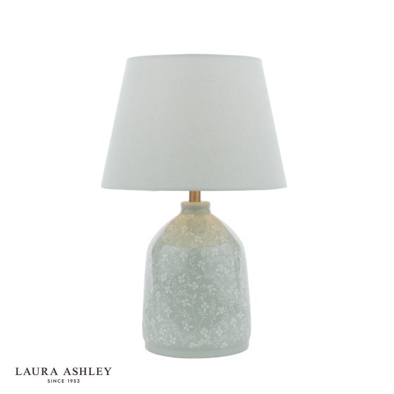 där lighting Laura Ashley Campion Table Lamp Blue Ceramic With Shade