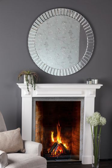 Där Lighting Laura Ashley Capri Large Bevelled Round Mirror 100cm