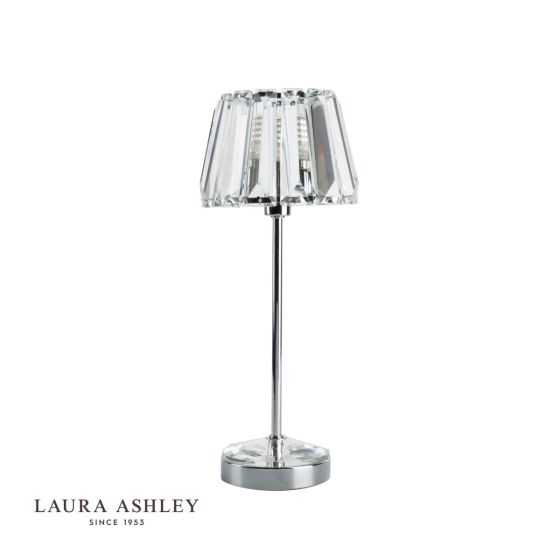 Där Lighting Laura Ashley Capri Small Table Lamp Polished Chrome With Crystal Glass Shade