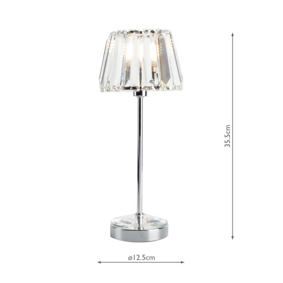 Där Lighting Laura Ashley Capri Small Table Lamp Polished Chrome With Crystal Glass Shade