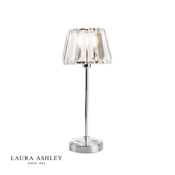 där lighting Laura Ashley Capri Small Table Lamp Polished Chrome With Crystal Glass Shade