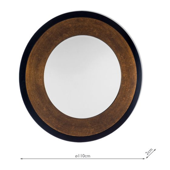Där Lighting Laura Ashley Cara Large Round Mottled Bronze Mirror 110cm