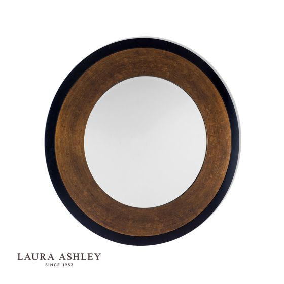 där lighting Laura Ashley Cara Large Round Mottled Bronze Mirror 110cm