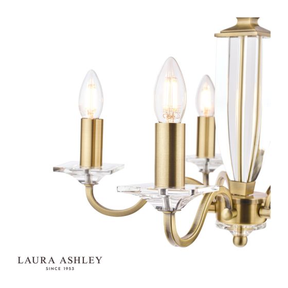 Där Lighting Laura Ashley Carson 5lt Chandelier Cut Glass & Antique Brass
