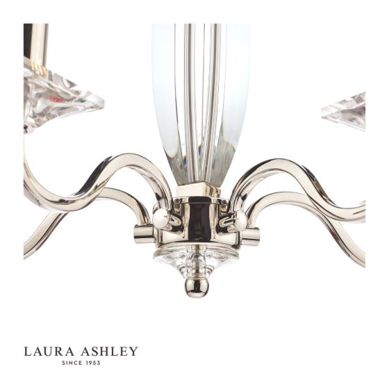 Där Lighting Laura Ashley Carson 5lt Chandelier Cut Glass & Polished Nickel